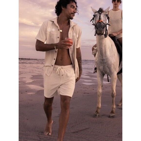 Dandy Del Mar Gaucho Terry‎ Drawstring Shorts White/Ivory Size XXL New with Tags - Picture 1 of 11